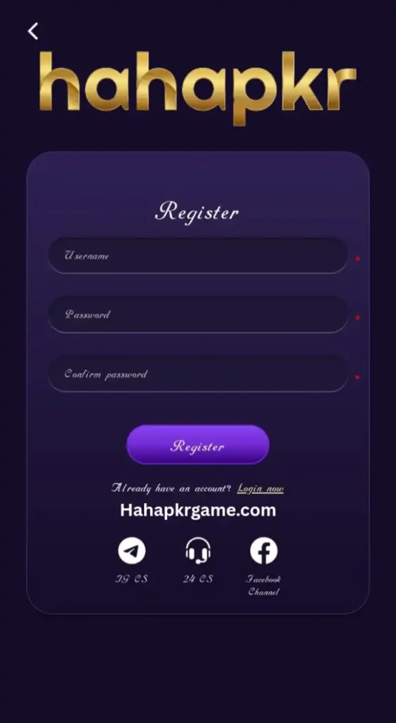 HahaPKR Registration